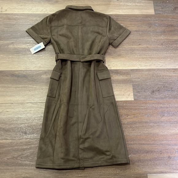 Justfab Large (L) Midi Button-up Shirt Dress Brown - Picture 2 of 4